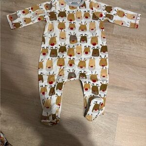 Mud Pie Reindeer Print Kids Footie